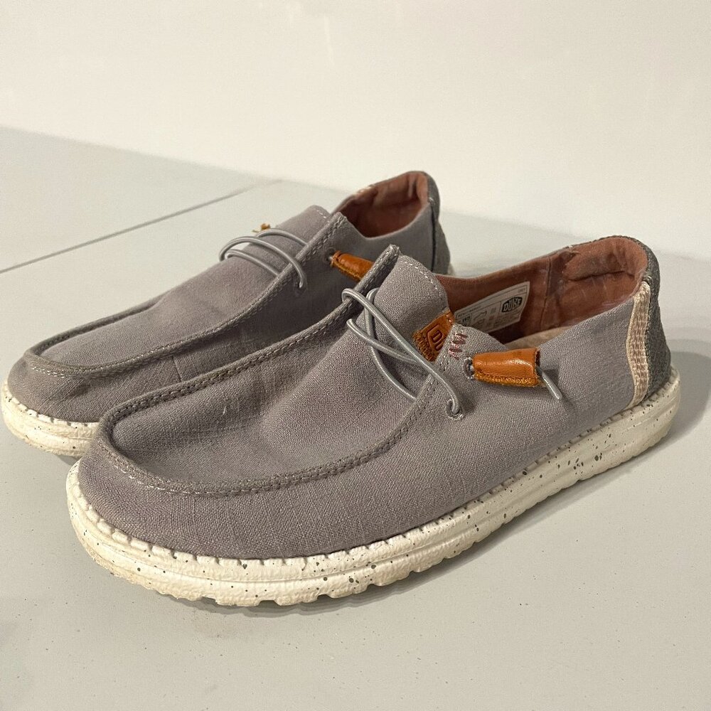 Hey Dude Gray Loafers with Tan Accents